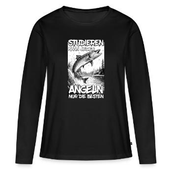 Angeln Hecht Raubfisch Fischen Anglerin Studium - Frauen Premium Bio Langarmshirt - Schwarz - Vorne - Julia (174cm)