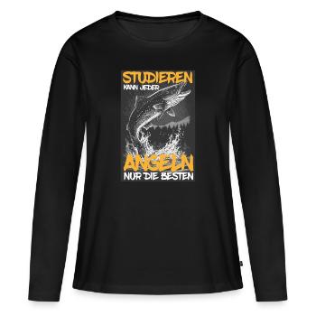 Angeln Hecht Raubfisch Fischen Anglerin Studium - Frauen Premium Bio Langarmshirt - Schwarz - Vorne - Julia (174cm)