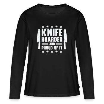 Couteaux collecteurs de couteaux - T-shirt manches longues Premium bio Femme - noir - Devant - Julia (174cm)