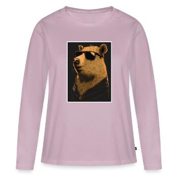Capybara Capybara Cochon d’Inde Mèmes rongeurs - T-shirt manches longues Premium bio Femme - rose poudré - Devant - Julia (174cm)
