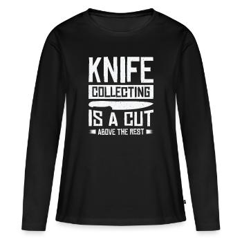 Couteaux collecteurs de couteaux - T-shirt manches longues Premium bio Femme - noir - Devant - Julia (174cm)