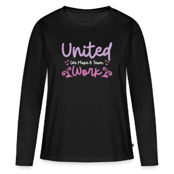 Unité entre les employés Travail de bureau - T-shirt manches longues Premium bio Femme - noir - Devant - Julia (174cm)