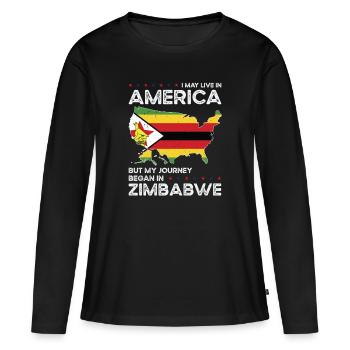 Né au Zimbabwe Zimbabwe États-Unis - T-shirt manches longues Premium bio Femme - noir - Devant - Julia (174cm)