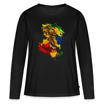 Säbelzahntiger - Frauen Premium Bio Langarmshirt - Schwarz - Vorne - Julia (174cm)