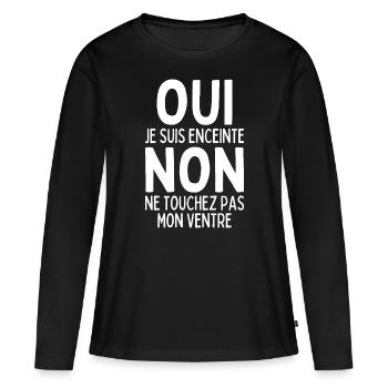 Je Suis Enceinte Annonce Grossesse Future Maman - T-shirt manches longues Premium bio Femme - noir - Devant - Julia (174cm)