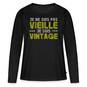 Je Ne Suis Pas Vieille Je Suis Vintage Retro Femme - T-shirt manches longues Premium bio Femme - noir - Devant - Julia (174cm)