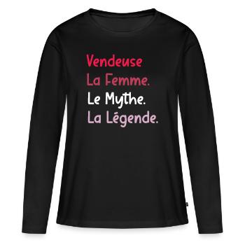 vendeuse - T-shirt manches longues Premium bio Femme - noir - Devant - Julia (174cm)