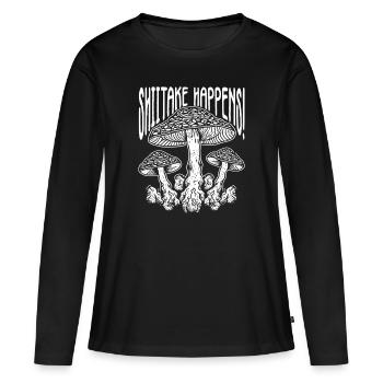 Shiitake Champignon Forêt Champignon Shiitake Moral Vegan Umami - T-shirt manches longues Premium bio Femme - noir - Devant - Julia (174cm)
