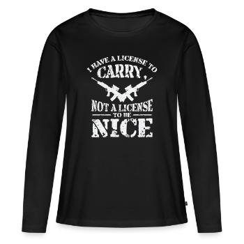 Armes Amateurs d’armes Propriétaires d’armes à feu Tir - T-shirt manches longues Premium bio Femme - noir - Devant - Julia (174cm)