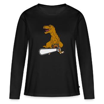 T-Rex Tronçonneuse - T-shirt manches longues Premium bio Femme - noir - Devant - Julia (174cm)