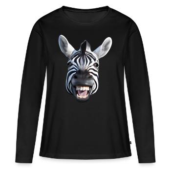 Zèbre au large sourire - T-shirt manches longues Premium bio Femme - noir - Devant - Julia (174cm)