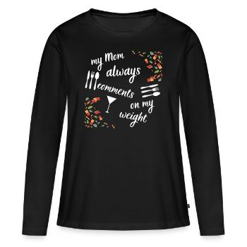 Commentaires de maman - T-shirt manches longues Premium bio Femme - noir - Devant - Julia (174cm)