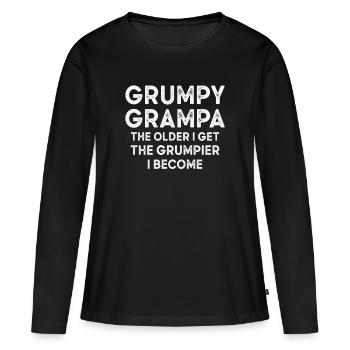 Grumpy Grandpa Vintage Typographie Vieille personne - T-shirt manches longues Premium bio Femme - noir - Devant - Julia (174cm)