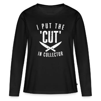 Couteaux collecteurs de couteaux - T-shirt manches longues Premium bio Femme - noir - Devant - Julia (174cm)