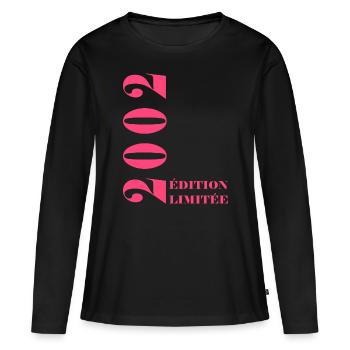 Edition limitée 2002 - T-shirt manches longues Premium bio Femme - noir - Devant - Julia (174cm)