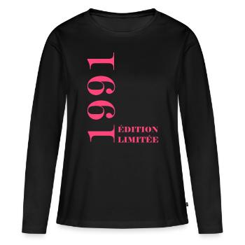 Edition limitée 1991 - T-shirt manches longues Premium bio Femme - noir - Devant - Julia (174cm)