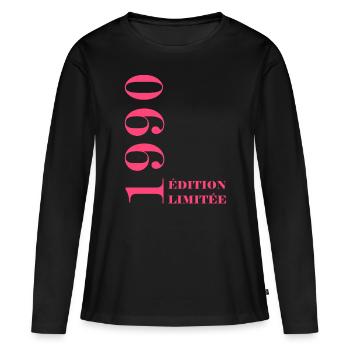 Edition limitée 1990 - T-shirt manches longues Premium bio Femme - noir - Devant - Julia (174cm)