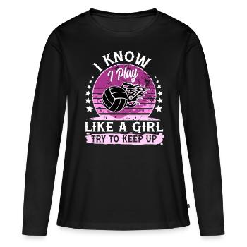 Volley-ball - T-shirt manches longues Premium bio Femme - noir - Devant - Julia (174cm)