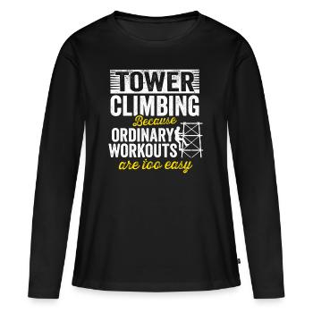 Technicien d’escalade de tour cellulaire - T-shirt manches longues Premium bio Femme - noir - Devant - Julia (174cm)