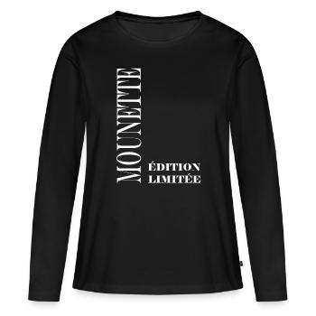 Edition limitée mounette - T-shirt manches longues Premium bio Femme - noir - Devant - Julia (174cm)