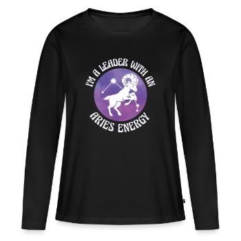 Aries Energy Astrology Leadership Astrology Fan - T-shirt manches longues Premium bio Femme - noir - Devant - Julia (174cm)