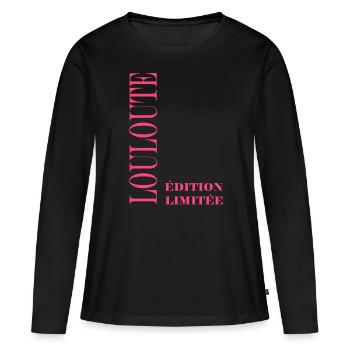 louloute - T-shirt manches longues Premium bio Femme - noir - Devant - Julia (174cm)