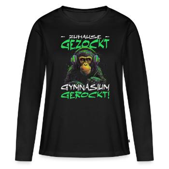 Abschlussklasse | Abi | Abitur | Schulabschluss - Frauen Premium Bio Langarmshirt - Schwarz - Vorne - Julia (174cm)
