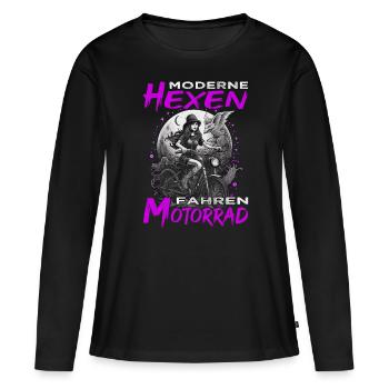Motorradfahrerin - Bikerin / Biker Frauen - Frauen Premium Bio Langarmshirt - Schwarz - Vorne - Julia (174cm)