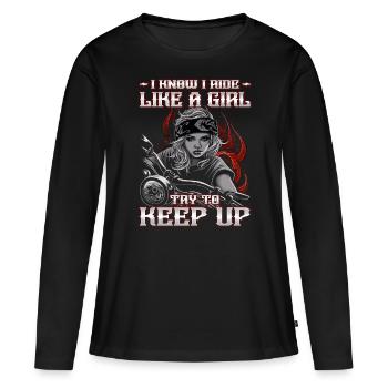Motorcyclist - Biker / Motorcyclist - Women's Premium Organic Long Sleeve Shirt - black - Front - Julia (174cm)