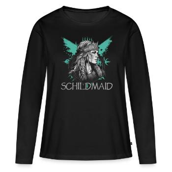 Schildmaid | Wikinger | Nordisch - Frauen Premium Bio Langarmshirt - Schwarz - Vorne - Julia (174cm)