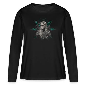 Schildmaid | Wikinger | Nordisch - Frauen Premium Bio Langarmshirt - Schwarz - Vorne - Julia (174cm)