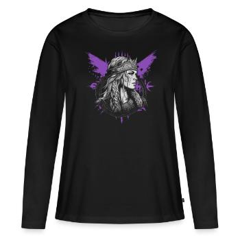 Schildmaid | Wikinger | Nordisch - Frauen Premium Bio Langarmshirt - Schwarz - Vorne - Julia (174cm)