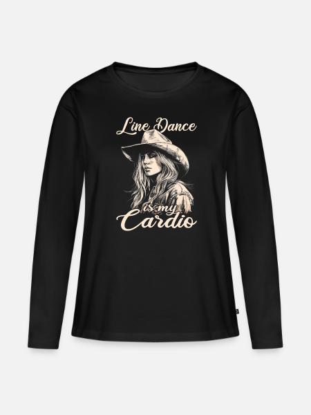 Line Dance is my Cadio Country Music Line Dancing - Frauen Premium Bio Langarmshirt - Schwarz