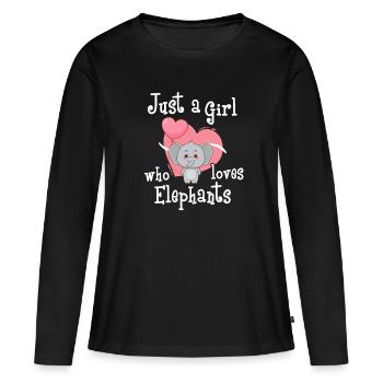 Juste une fille qui aime les éléphants - T-shirt manches longues Premium bio Femme - noir - Devant - Julia (174cm)