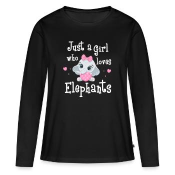 Juste une fille qui aime les éléphants - T-shirt manches longues Premium bio Femme - noir - Devant - Julia (174cm)