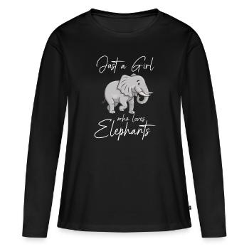 Juste une fille qui aime les éléphants - T-shirt manches longues Premium bio Femme - noir - Devant - Julia (174cm)
