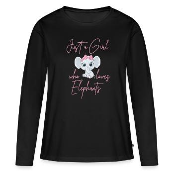 Juste une fille qui aime les éléphants - T-shirt manches longues Premium bio Femme - noir - Devant - Julia (174cm)