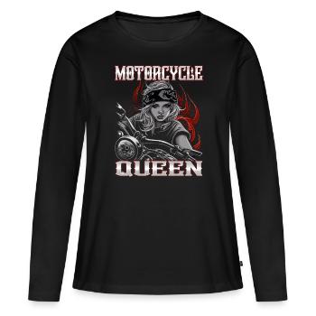 Motorradfahrerin - Bikerin / Biker Frauen - Frauen Premium Bio Langarmshirt - Schwarz - Vorne - Julia (174cm)