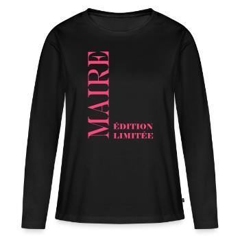 maire - T-shirt manches longues Premium bio Femme - noir - Devant - Julia (174cm)