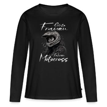 Real Women Ride Moto Motocross | Dirt Bike - T-shirt manches longues Premium bio Femme - noir - Devant - Julia (174cm)