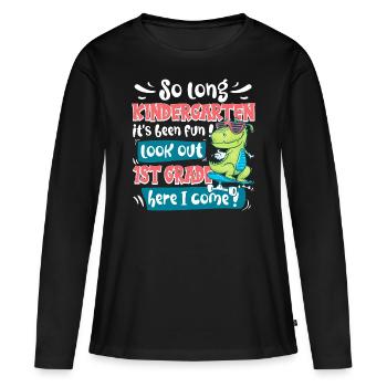 Fin De La Maternelle Rentrée Primaire Enfant - T-shirt manches longues Premium bio Femme - noir - Devant - Julia (174cm)