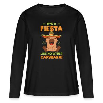 Capybara Mariachi Cinco de Mayo Fiesta - T-shirt manches longues Premium bio Femme - noir - Devant - Julia (174cm)