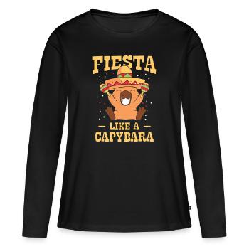Capybara Mariachi Cinco de Mayo Fiesta - T-shirt manches longues Premium bio Femme - noir - Devant - Julia (174cm)