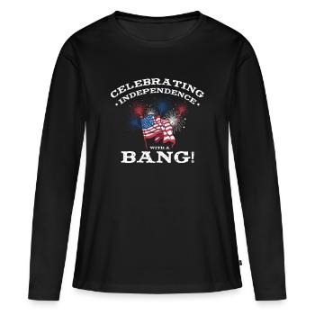 Indépendance des États-Unis Patriotic American - T-shirt manches longues Premium bio Femme - noir - Devant - Julia (174cm)