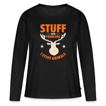 Taxidermiste Remplissage d’assemblage de taxidermie - T-shirt manches longues Premium bio Femme - noir - Devant - Julia (174cm)