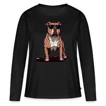 Pitbull Das Modell - Frauen Premium Bio Langarmshirt - Schwarz - Vorne - Julia (174cm)