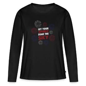 Indépendance des États-Unis Patriotic American - T-shirt manches longues Premium bio Femme - noir - Devant - Julia (174cm)