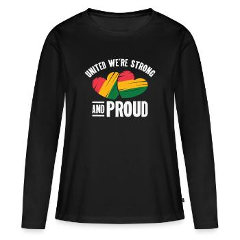 Black Story Juneteenth Solidarité - T-shirt manches longues Premium bio Femme - noir - Devant - Julia (174cm)