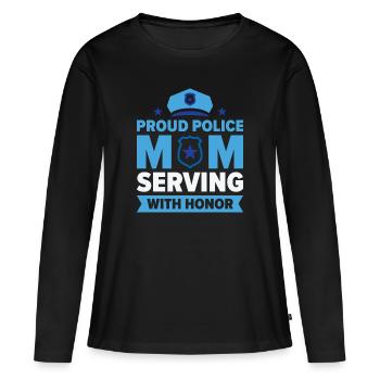 Polizei Muttertag Cop Officer Strafverfolgung - Frauen Premium Bio Langarmshirt - Schwarz - Vorne - Julia (174cm)