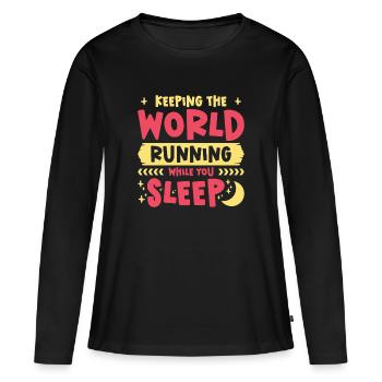 Service de cimetière des travailleurs de nuit - T-shirt manches longues Premium bio Femme - noir - Devant - Julia (174cm)